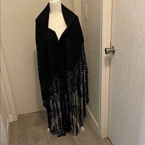 Source Unknown Black Fringe Wrap